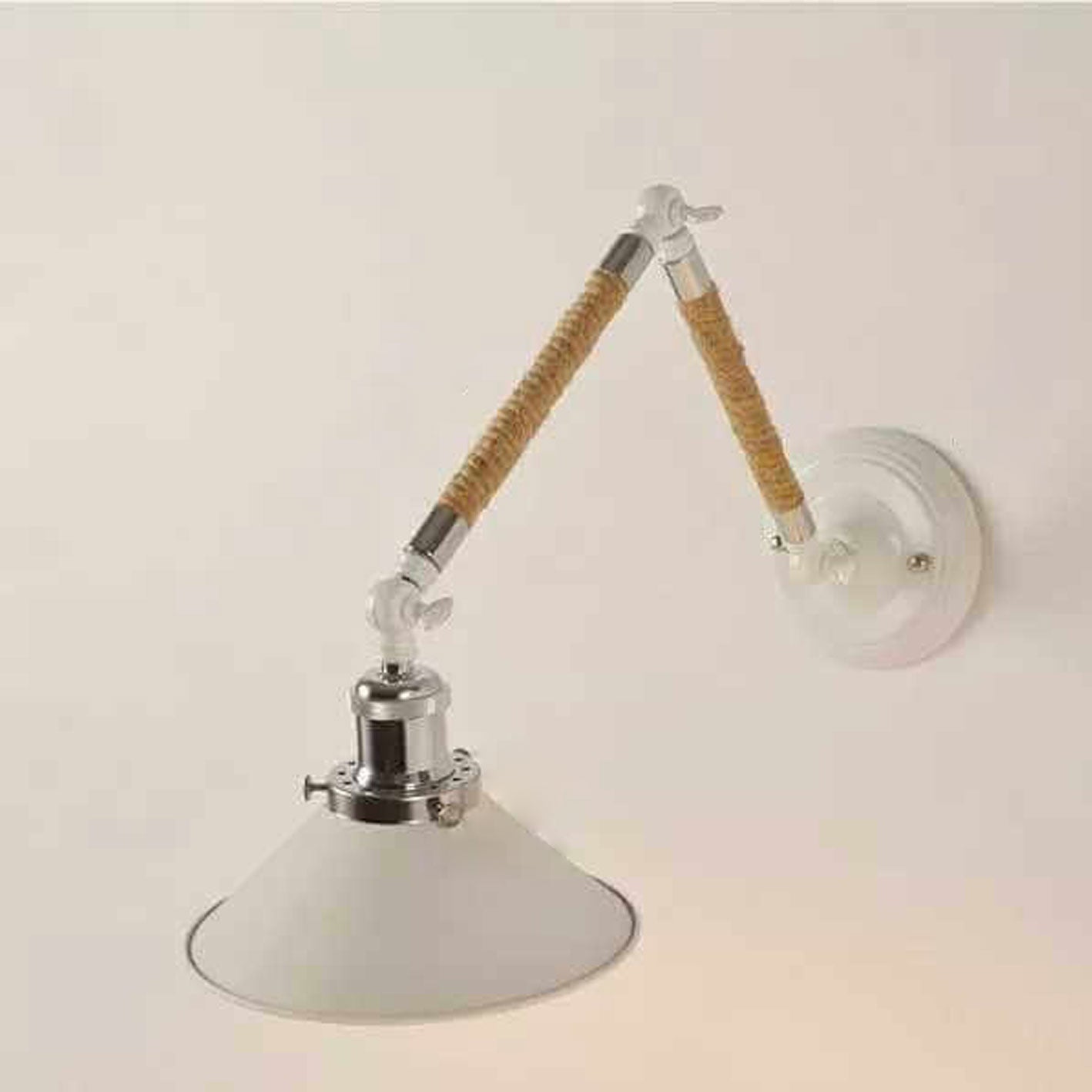 Vintage Twine Woven Cone Shade 1-Light Wall Sconce Lamp