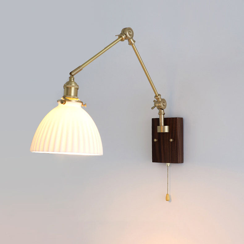 Japanese Ceramic Glass Round Shade 1-Light Wall Sconce Lamp