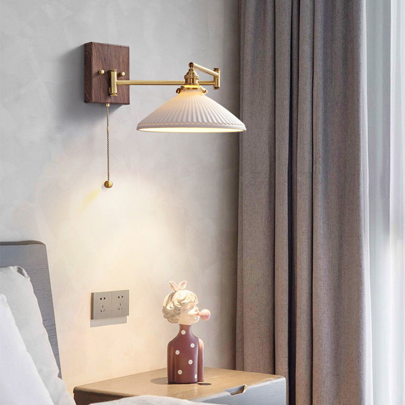 Japanese Grain Full Copper Ceramic 1-Light Wall Sconce Lamp