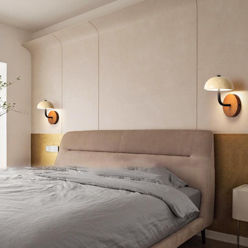 Japanese Iron Wood Umbrella Mushroom LED Wall Sconce Lamp