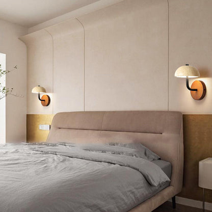 Japanese Iron Wood Umbrella Mushroom LED Wall Sconce Lamp