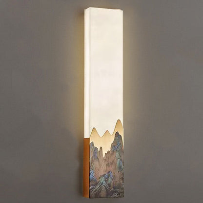 Chinese Marble All-Copper Rectangular LED Wall Sconce Lamp