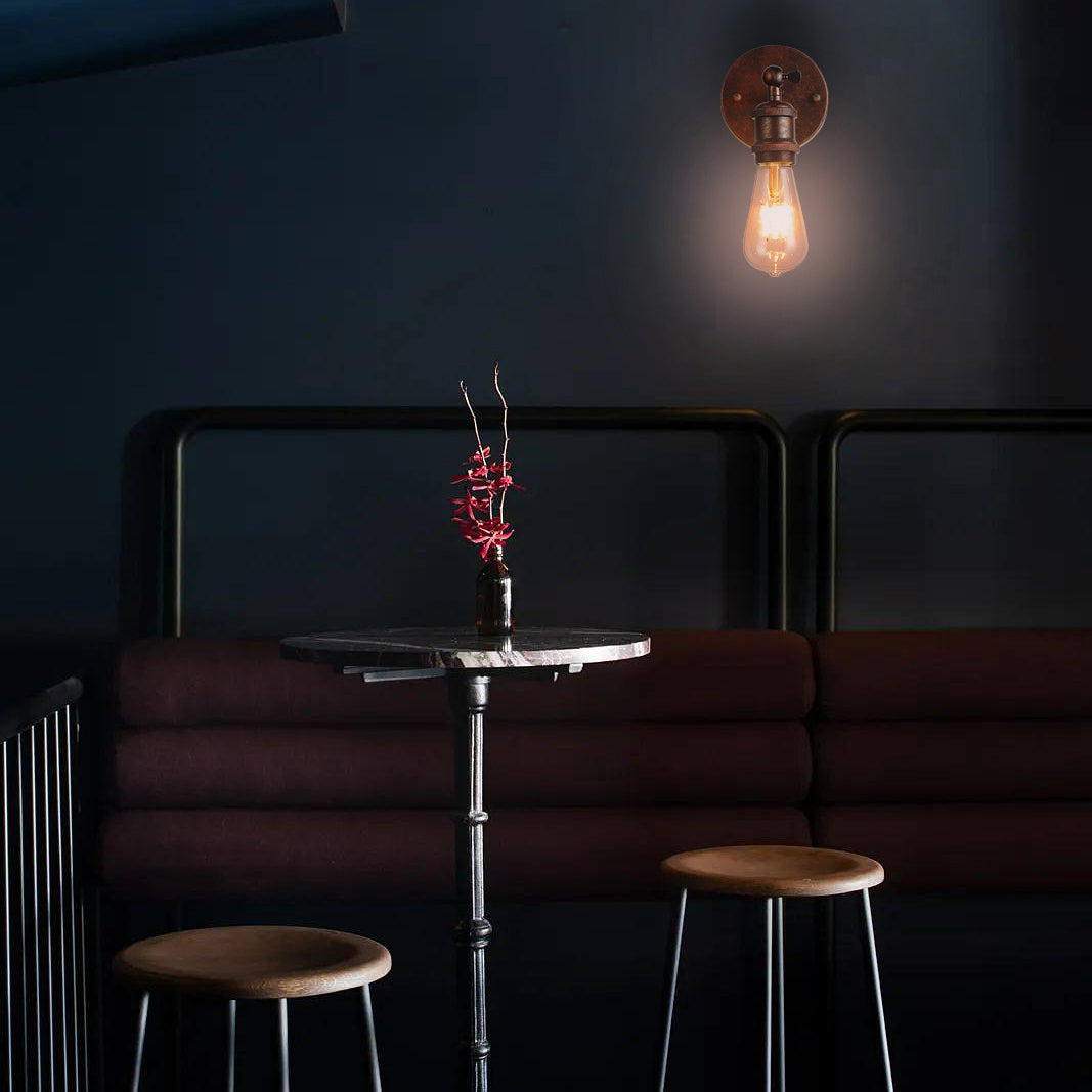 Contemporary Industrial Round Iron 1-Light Wall Sconce Lamp