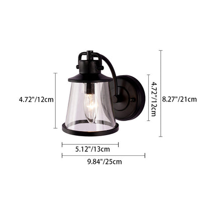 Iron Glass Round Shade 1-Light Waterproof Wall Sconce Lamp