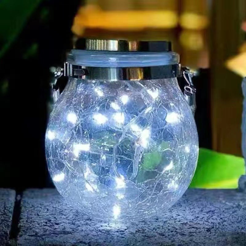 Cracked Glass Jar Waterproof Solar Copper Wire LED Outdoor Garden Landscape Light