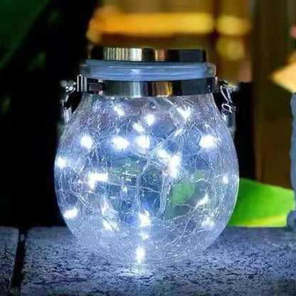 Cracked Glass Jar Waterproof Solar Copper Wire LED Outdoor Garden Landscape Light