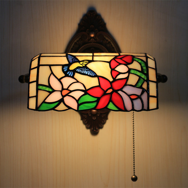 Tiffany Alloy Iron Stained Glass 1-Light Wall Sconce Lamp