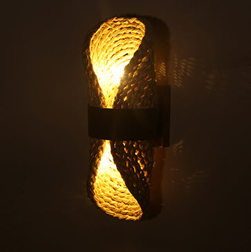 Japanese Leather Wrapping Round 1-Light Wall Sconce Lamp