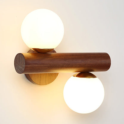 Japanese Glass Cylinder Strip Ball 2-Light Wall Sconce Lamp