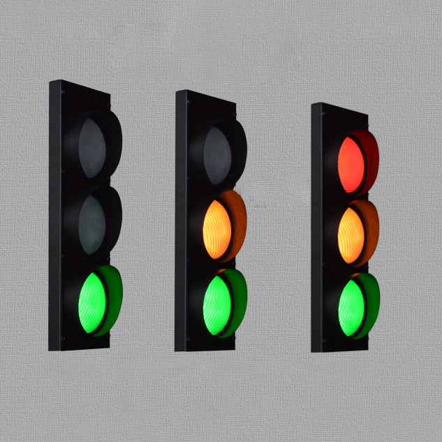 Rectangle Traffic Signal Iron Glass LED Wall Sconce Lamp