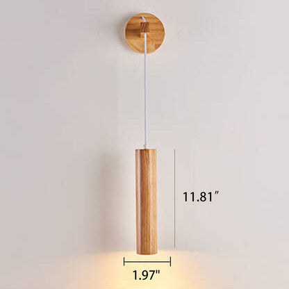Minimalist Solid Wood Cylinder Column LED Wall Sconce Lamp