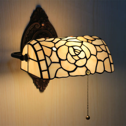 Tiffany Floral Stained Glass 1-Light Wall Sconce Lamp