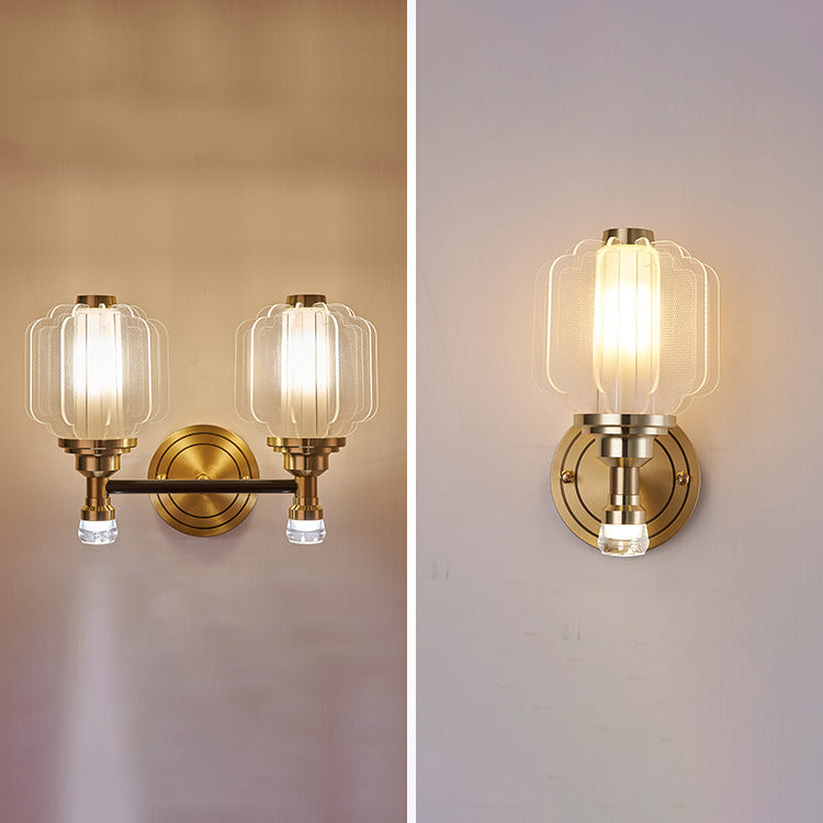 Scandinavian Glass Copper 1/2 Light Wall Sconce Lamp