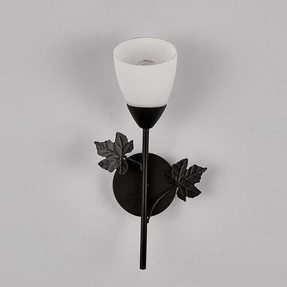 Scandinavian Floral Iron Glass 1/2 Light Wall Sconce Lamp