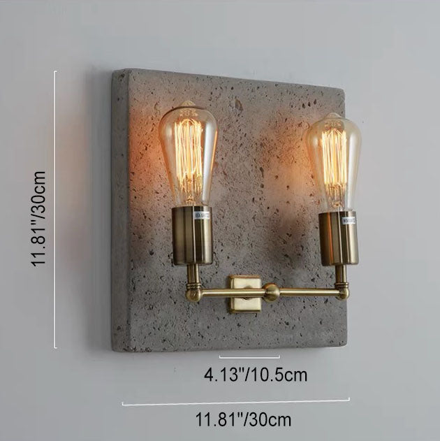 Scandinavian Iron Cement Plaster 2-Light Wall Sconce Lamp