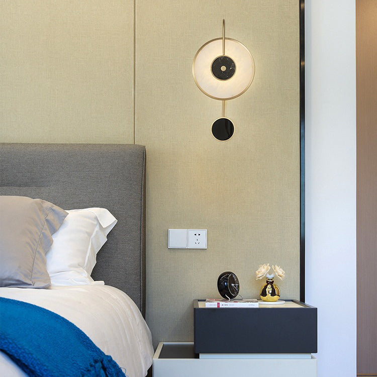 Concentric Marble Disc Iron Copper LED Wall Sconce Lamp