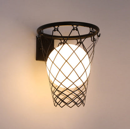 Deco Iron Glass Basketball Hoop 1-Light Wall Sconce Lamp