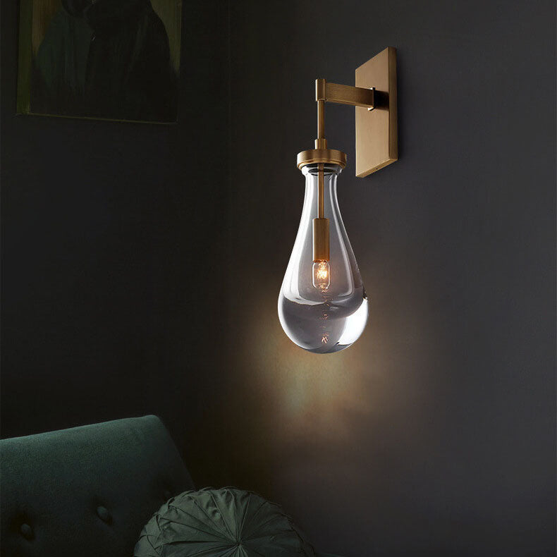 Teardrop Full Copper Crystal 1-Light Wall Sconce Lamp