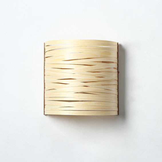 Japanese Wood Veneer Arch 1-Light Wall Sconce Lamp