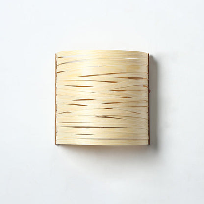 Japanese Wood Veneer Arch 1-Light Wall Sconce Lamp