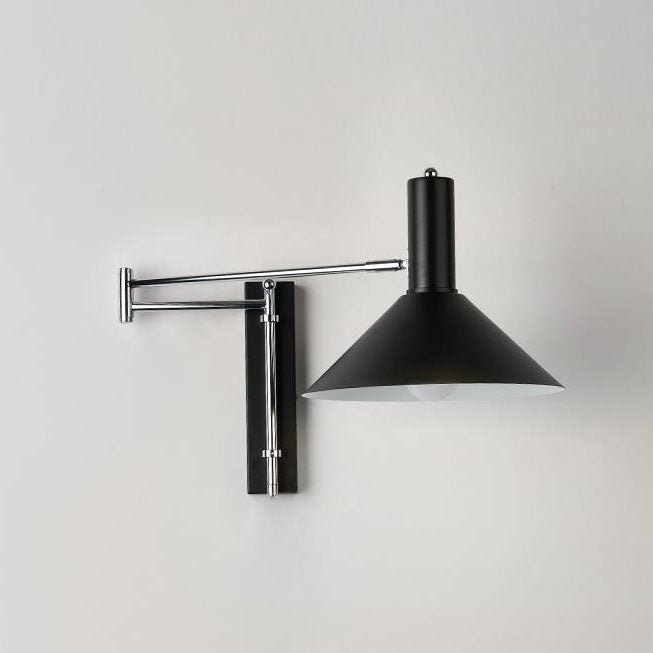 Round Tapered Iron 1-Light Retractable Wall Sconce Lamp