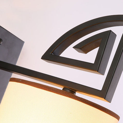 Chinese Cylindrical Lampshade Iron 1-Light Wall Sconce Lamp