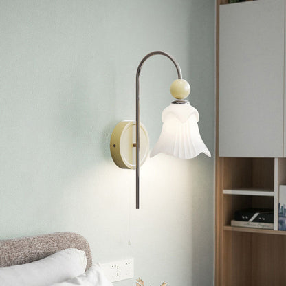 French Round Ball Iron Glass 1-Light Wall Sconce Lamp