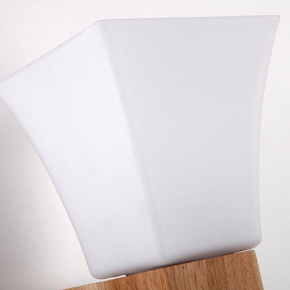 Quadrangular Solid Wood Iron Glass 1-Light Wall Sconce Lamp