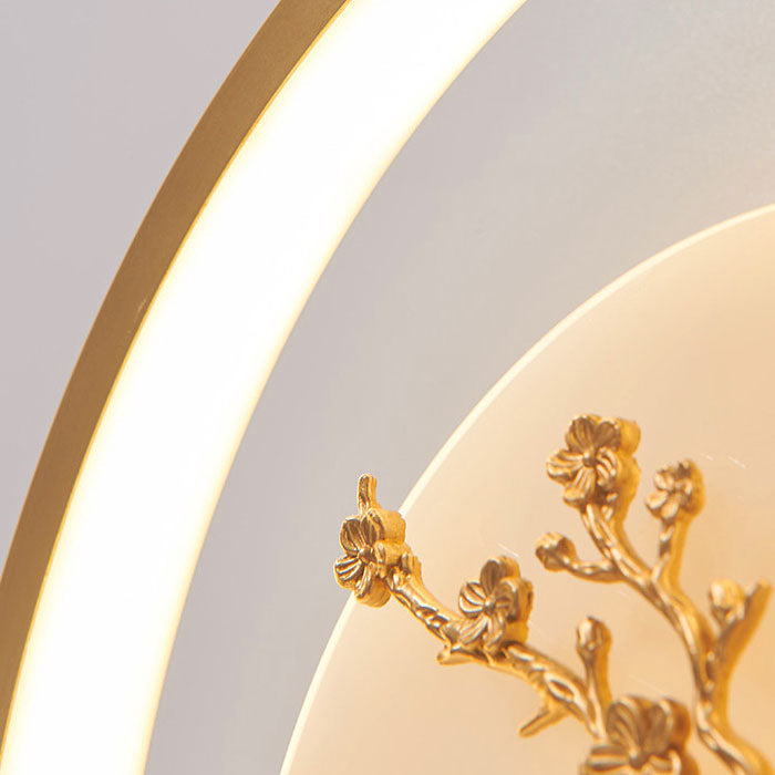 Transitional Round Fawn Copper Marble LED Wall Sconce Lamp