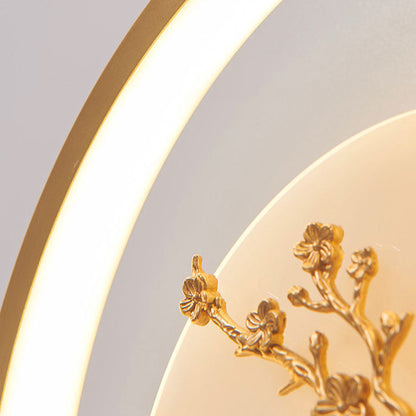 Transitional Round Fawn Copper Marble LED Wall Sconce Lamp