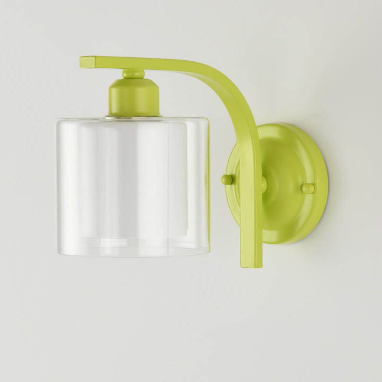 Deco Cylinder Cup Glass Metal 1-Light Wall Sconce Lamp
