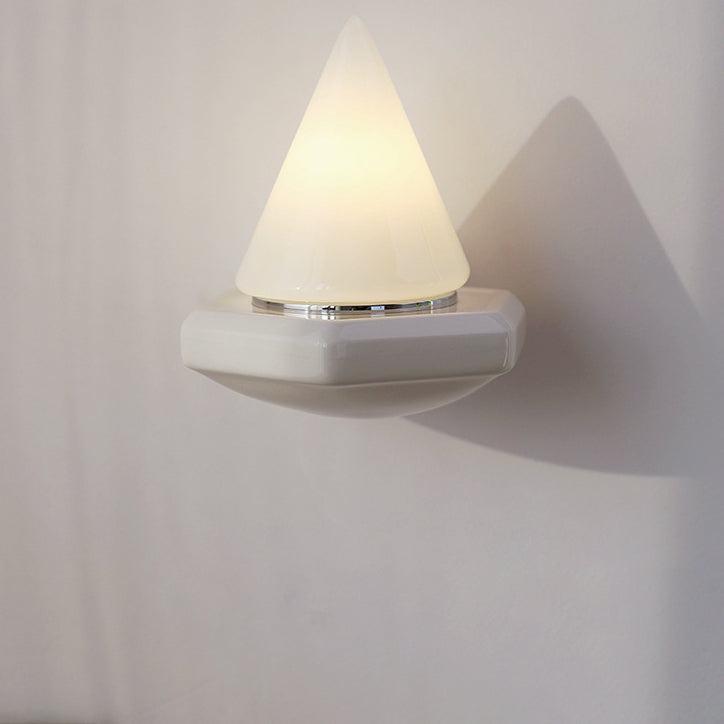 Minimalist Cone Iron Ceramic Glass 1-Light Wall Sconce Lamp