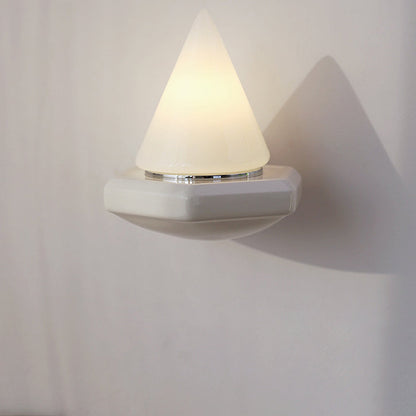 Minimalist Cone Iron Ceramic Glass 1-Light Wall Sconce Lamp