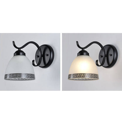 Retro Rustic Iron Glass 1-Light Wall Sconce Lamp