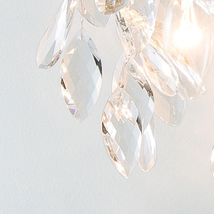 French Leaf Iron Copper Crystal 2-Light Wall Sconce Lamp
