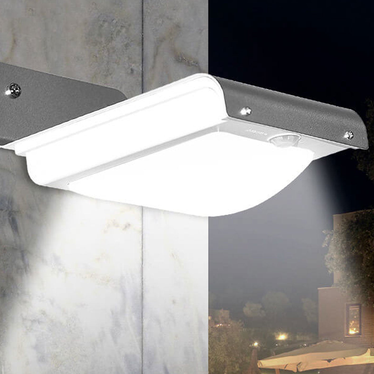 Solar Rectangular Body Sensing LED Outdoor Wall Sconce Lamp
