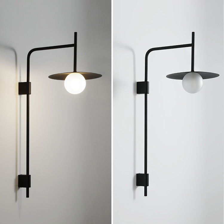 Iron Glass Disc Round Plate 1-Light Wall Sconce Lamp