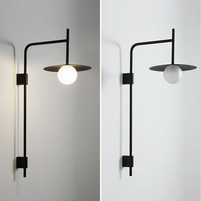 Iron Glass Disc Round Plate 1-Light Wall Sconce Lamp