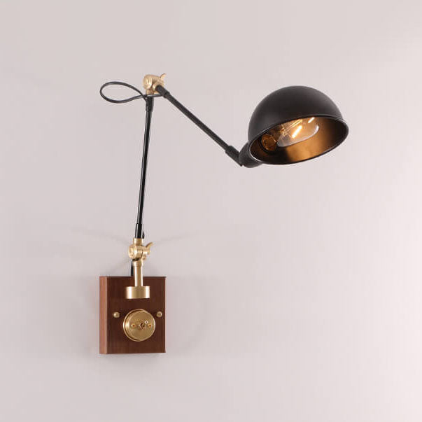 Japanese Iron Shade Rotating 1-Light Wall Sconce Lamp