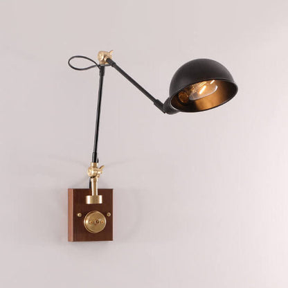 Japanese Iron Shade Rotating 1-Light Wall Sconce Lamp