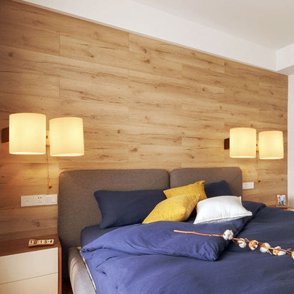 Warm Rubber Wood Glass 1/2 Light Wall Sconce Lamp