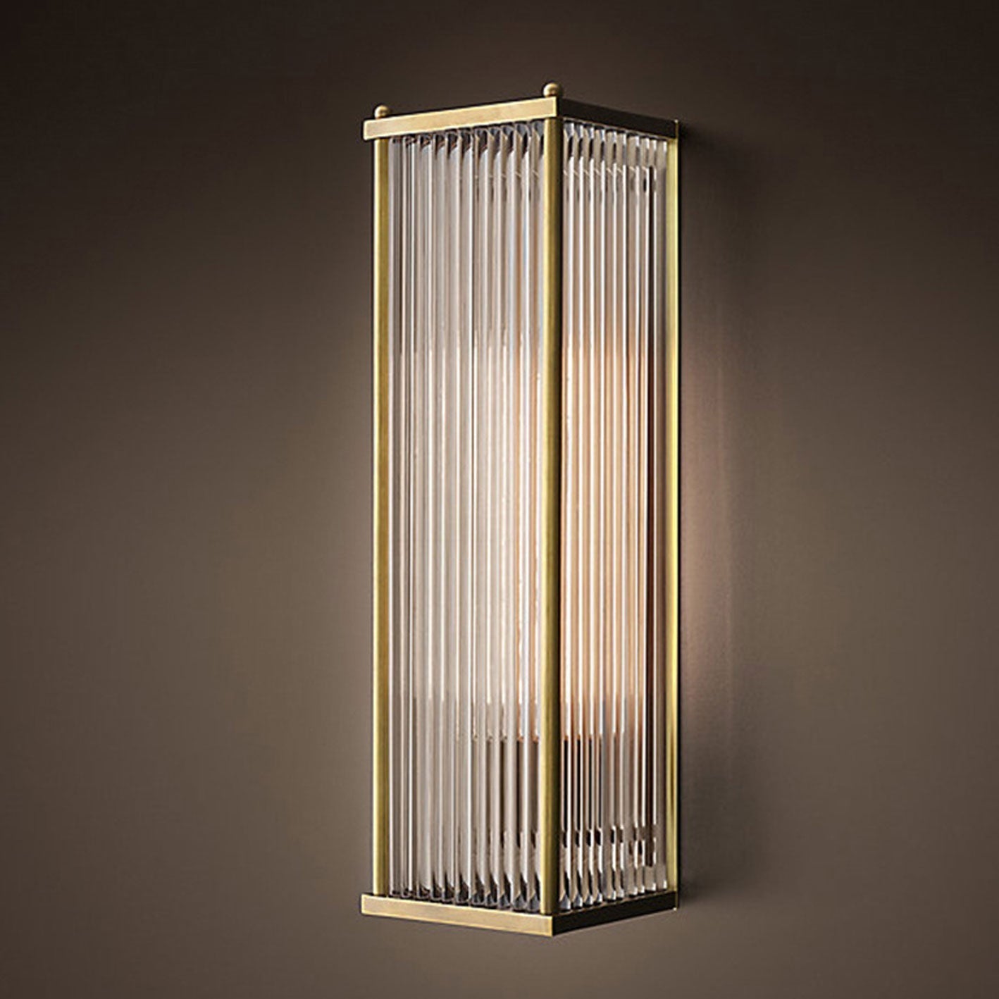 Light Rectangular Hardware Glass 1-Light Wall Sconce Lamp