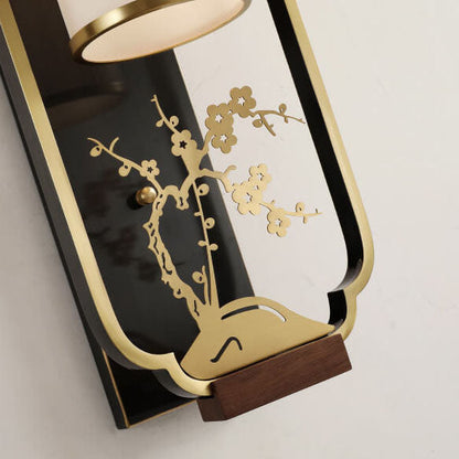 New Copper Glass Column Ring 1-Light Wall Sconce Lamp