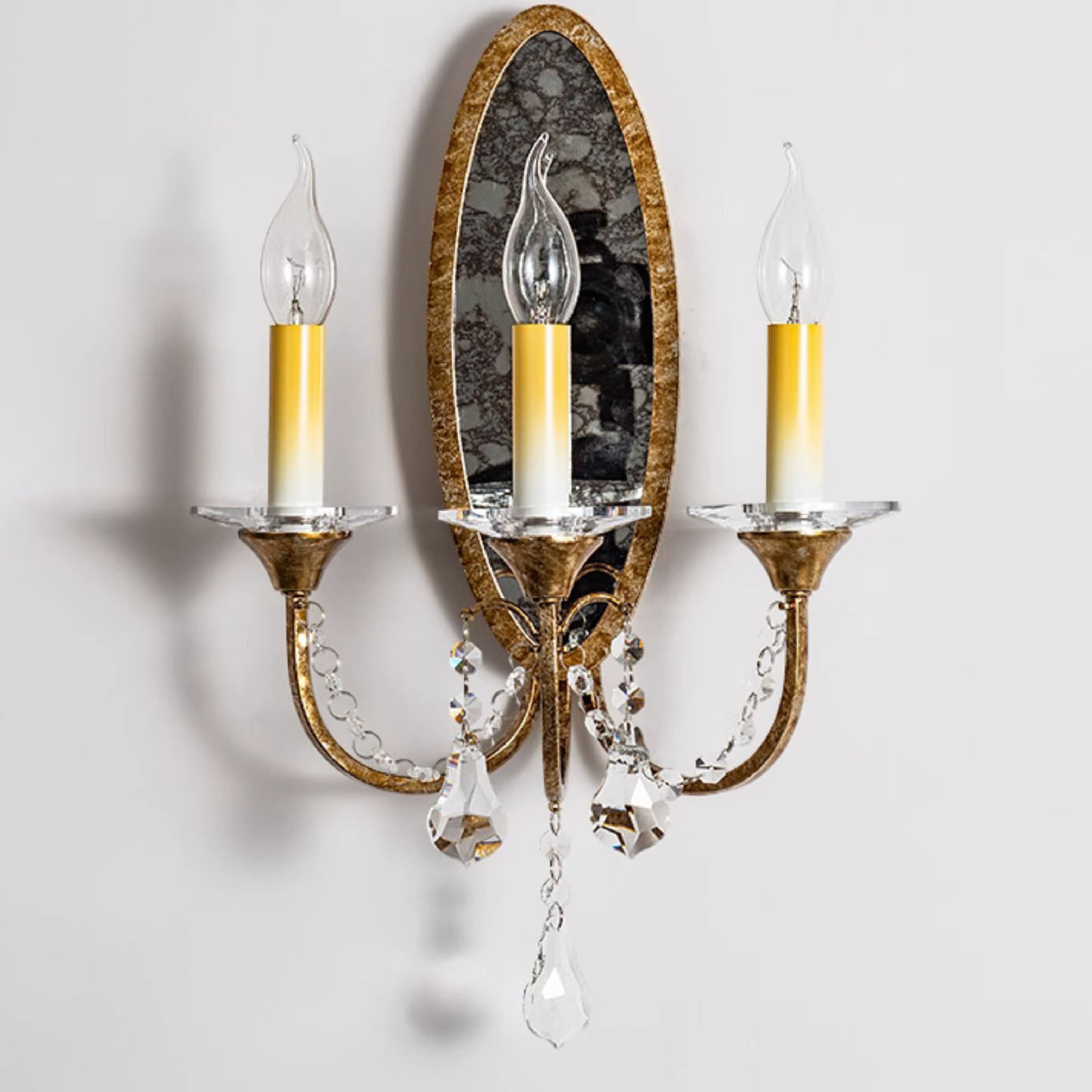 Tall Sconce Iron Crystal 3-Light Wall Sconce Lamp