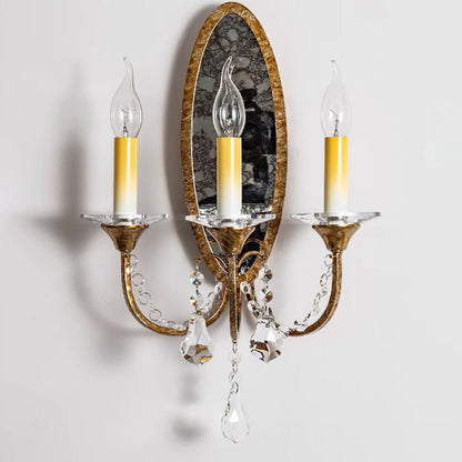 Tall Sconce Iron Crystal 3-Light Wall Sconce Lamp