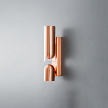 Cylinder Rotatable Iron Glass 2-Light Wall Sconce Lamp