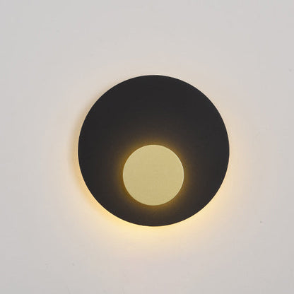 Minimalist Iron Round Flat Piece LED Wall Sconce Lamp