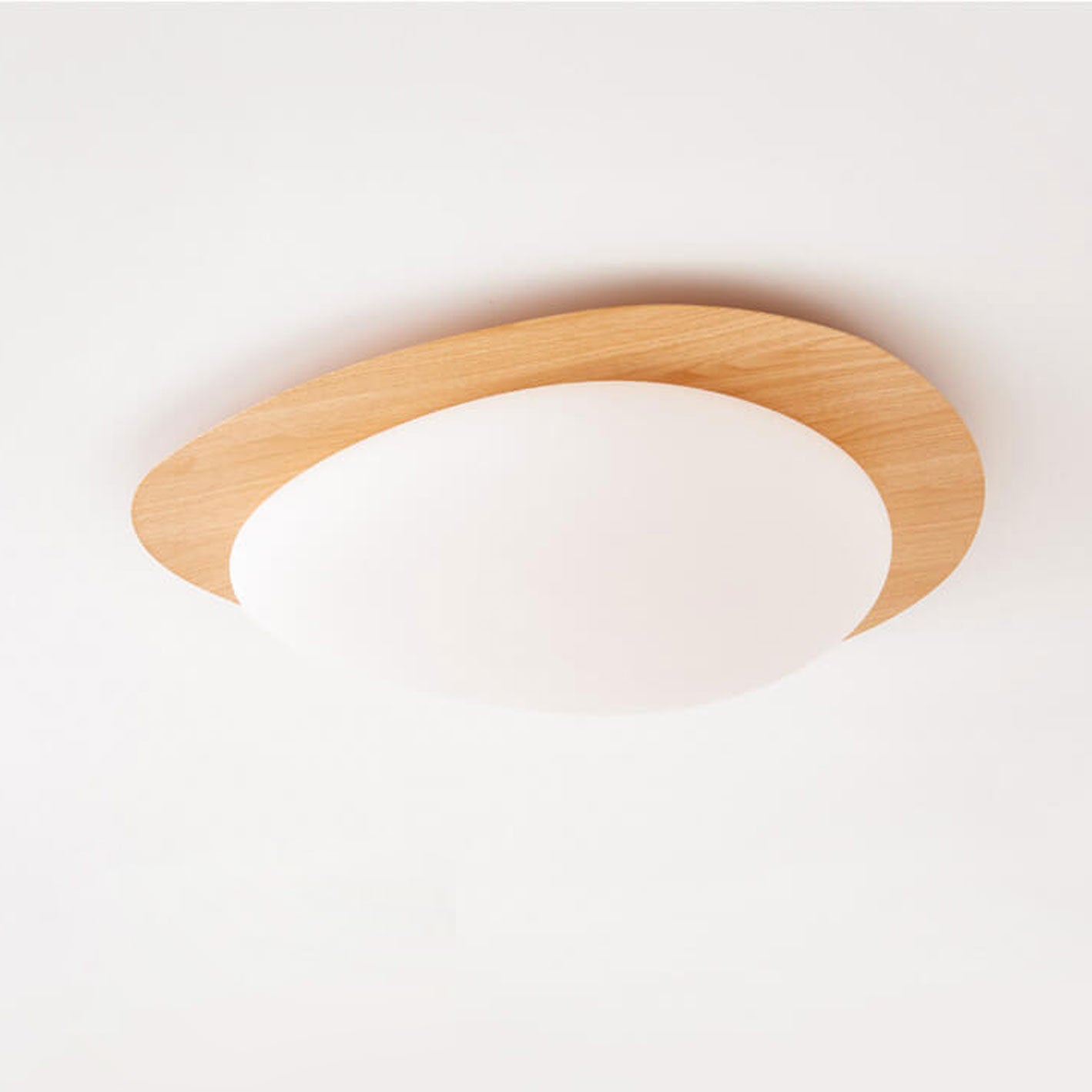 Nordic Iron Wood Grain Pebble LED Flush Mount Light
