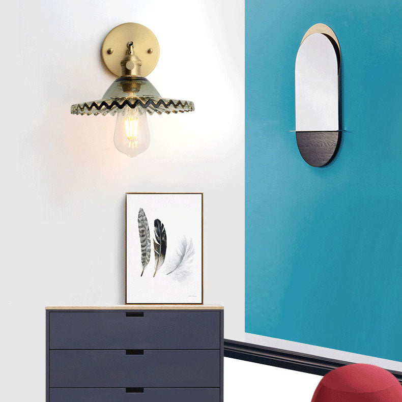 Scandinavian All Copper Glass 1-Light Wall Sconce Lamp