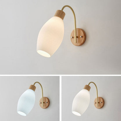 Ball Stripe Acrylic Wood Iron 1-Light Wall Sconce Lamp